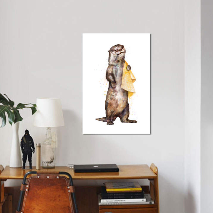 «Otter», reproduction d'impression sur toile, H 12 po x l 8 po x P 0,75 po, Toile tendue, Pas de tapis