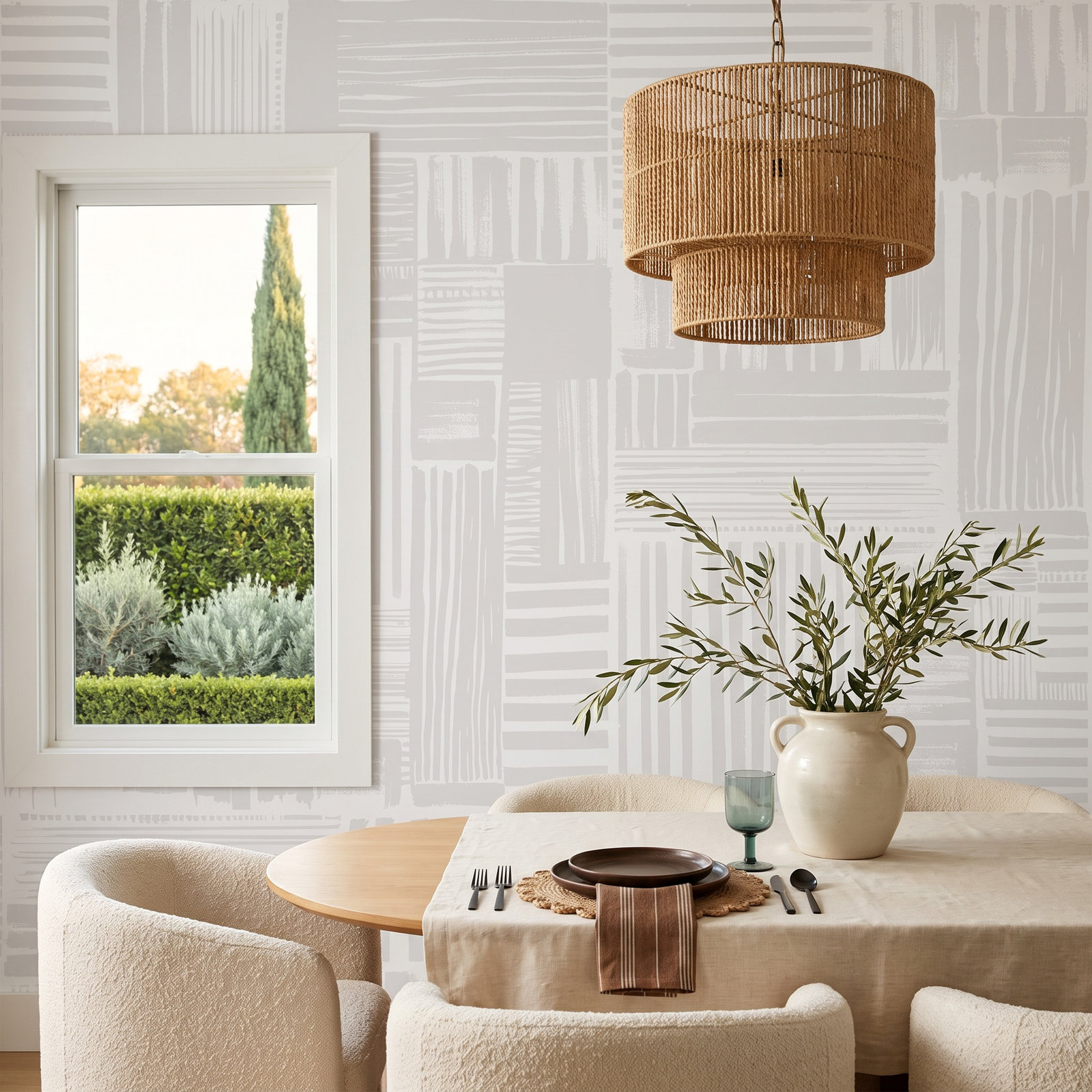 Yuki Osada Modern Geometric Wallpaper, Light Gray