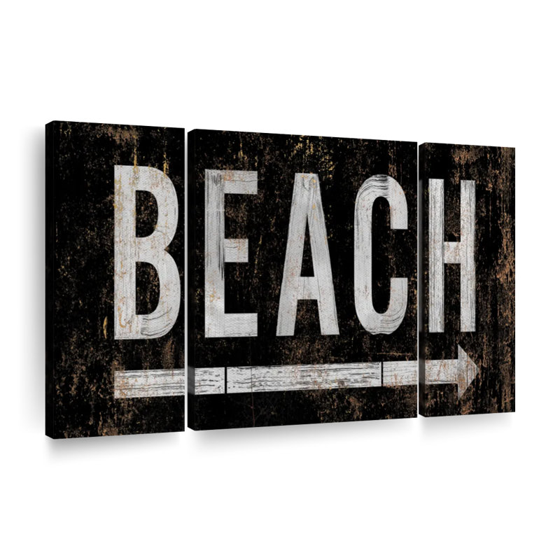 " Beach Arrow Sign " 3 - Pieces, 28" H x 58" W x 1.25" D