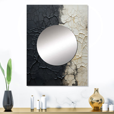Occeus blanc et noir abstrait divisé - formes abstraites miroir mural, miroir moderne, art imprimé en métal