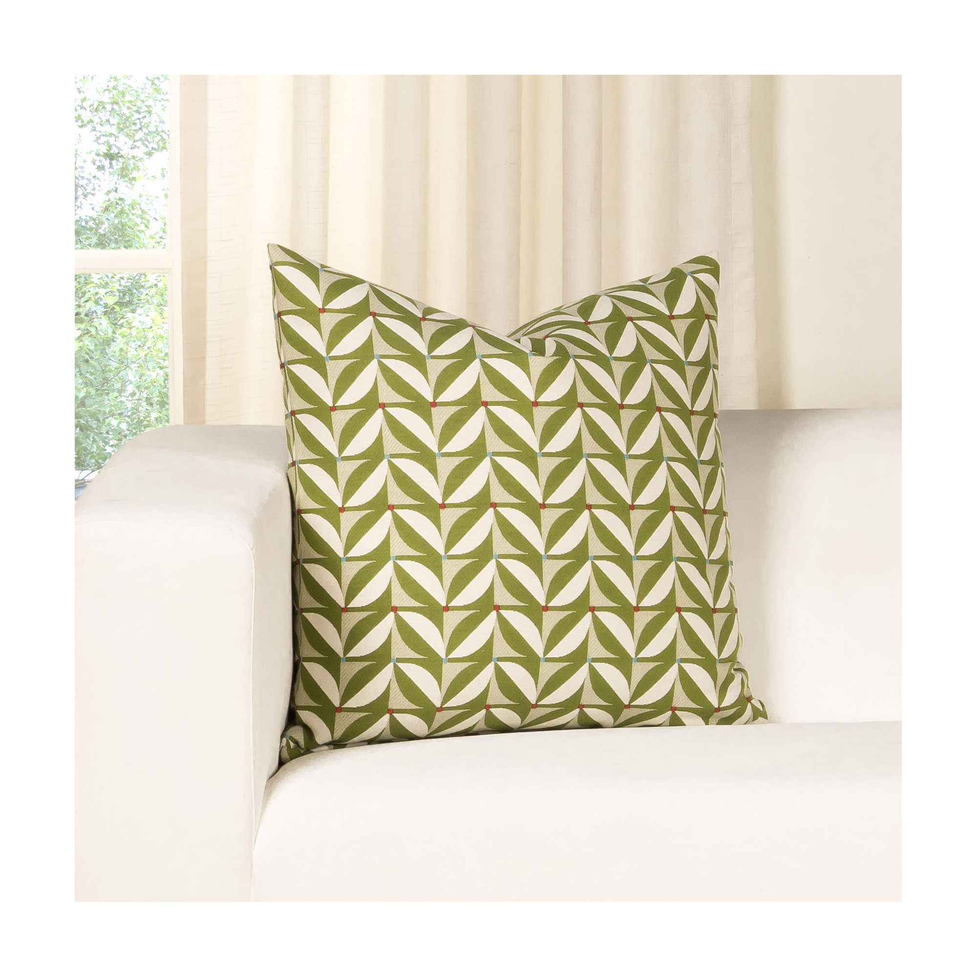 Mattelynn Geometric Indoor/Outdoor Throw Pillow, 
Square 26", Green