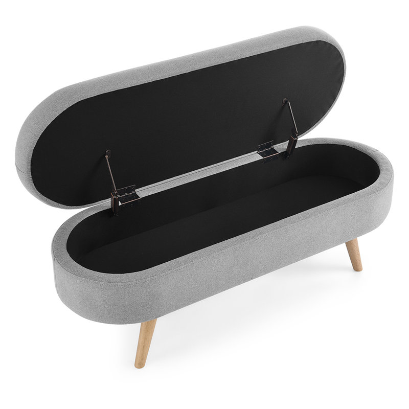 Gligor Linen Upholstered Storage Bench, Gray