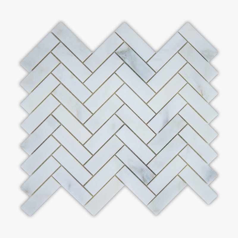 Calacatta 12" x 11" Marble Herringbone Mosaic Wall & Floor Tile