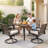 Outdoor 4 Person Dining Set, 4 Rattan Swivel&Rocking Chairs And Cushions