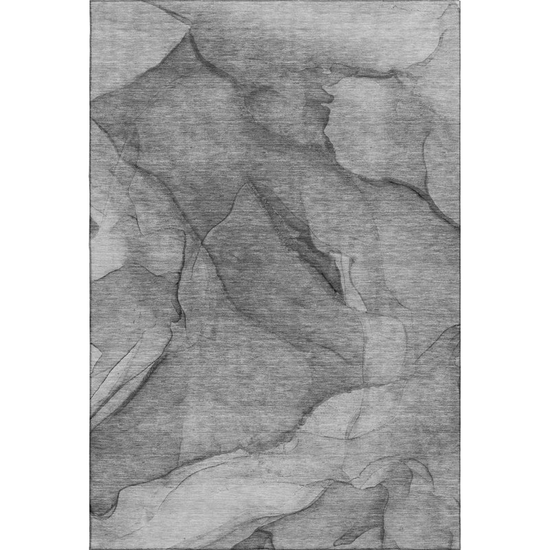 Premium Machine Washable Cerrito AMF607 Gray Rug, Rectangle 2'6" x 3'10"
