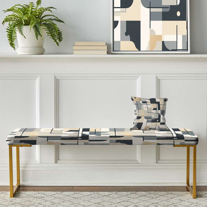 Banc rembourré rayé en minimalisme équilibré