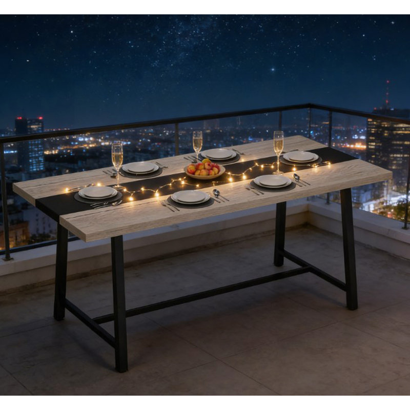 Longue table de salle à manger avec grand plateau et pieds en acier, table de cuisine, pour votre maison, Gris