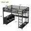 Lit mezzanine moderne en métal avec garde-robe et bureau en forme de L Atzired