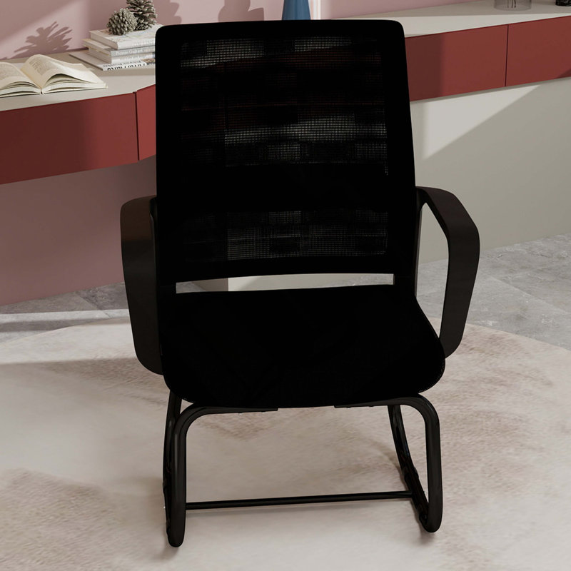 Chaise de bureau Minimalist Modern - Structure en métal, douce et confortable, pour la maison et le bureau, Noir, Black