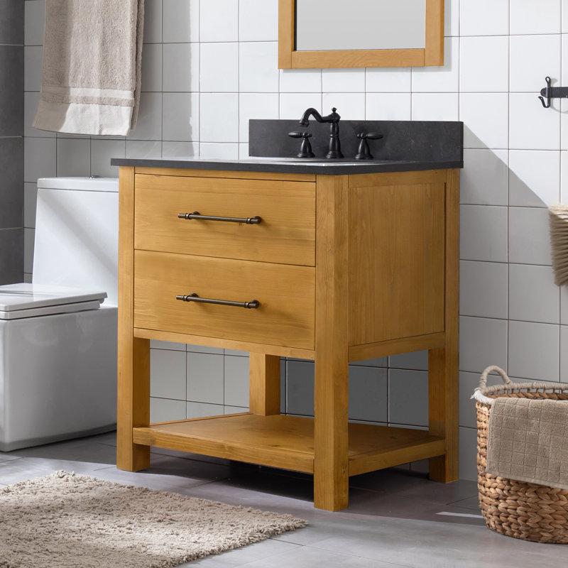Keri 30" Single Bathroom Vanity Set, Natural/Antique Black