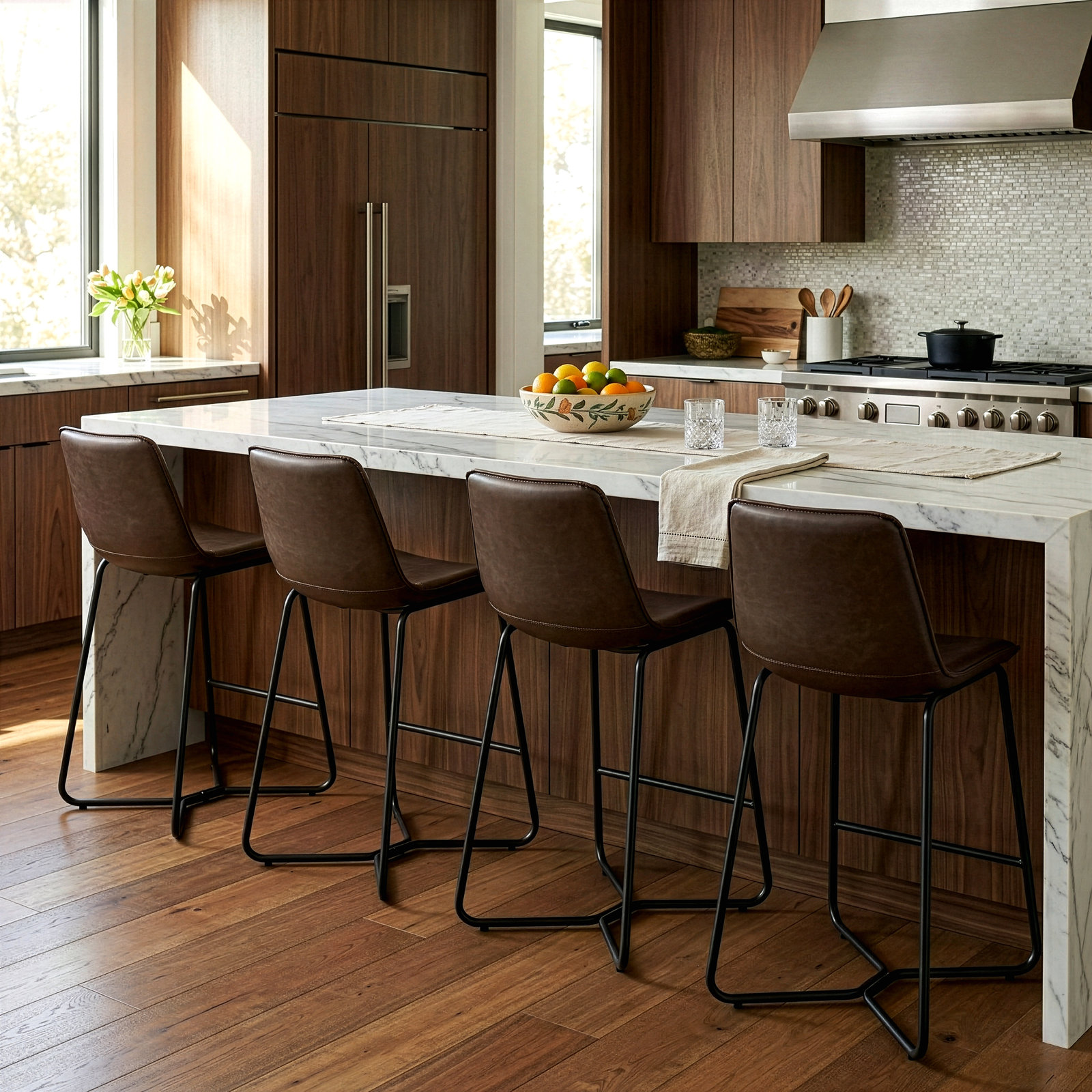 Alivia 30" Bar Stool, Brown, Counter Stool (26" Seat Height)