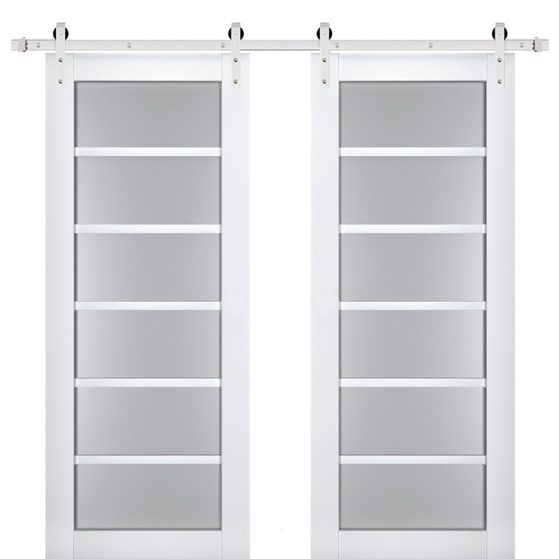 Portes de grange en bois givré Veregio, 56 po x 96 po, Blanc