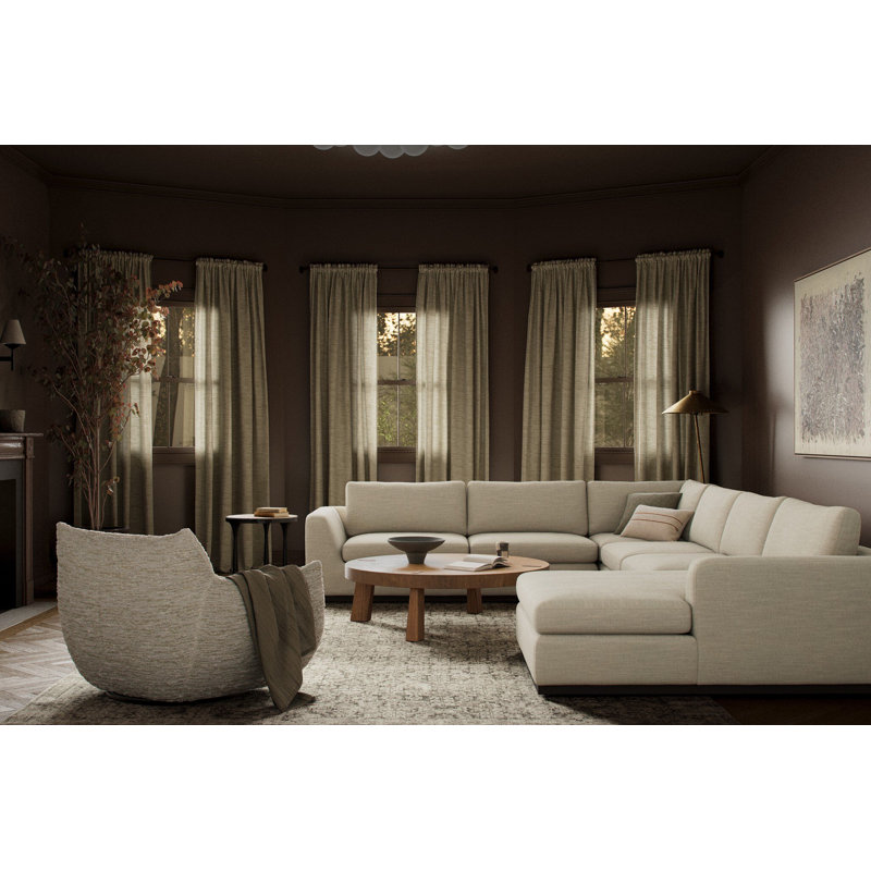 Colt Sectional, Savoy Parchment Polyester Blend, Right Hand Facing
