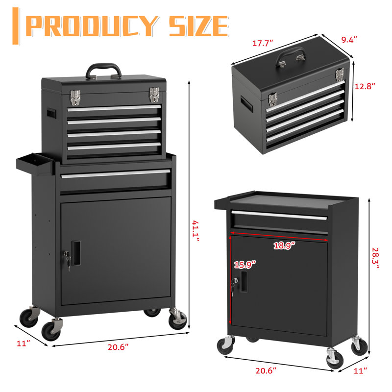 5-drawer Tool Chest, Black