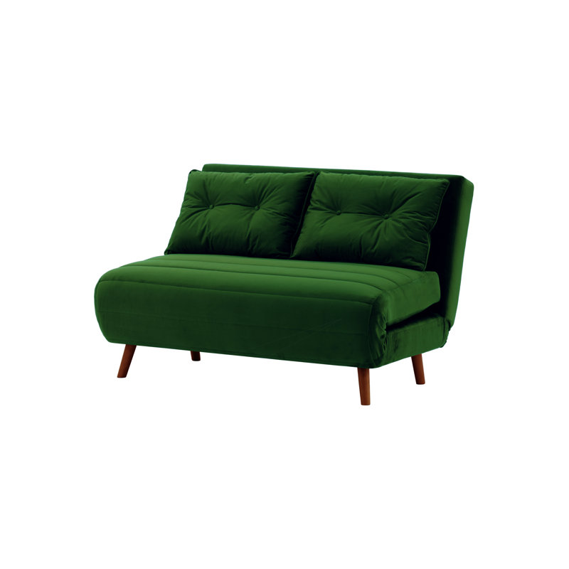 Donald 2 Seater Sofa Bed,  78cm H X 120cm W X 90cm D, Dark Green, Aveo