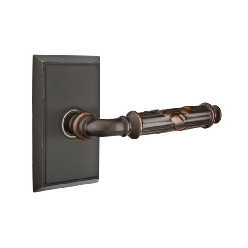 Poignée de porte ruban et roseau, Gauche, Bronze huilé