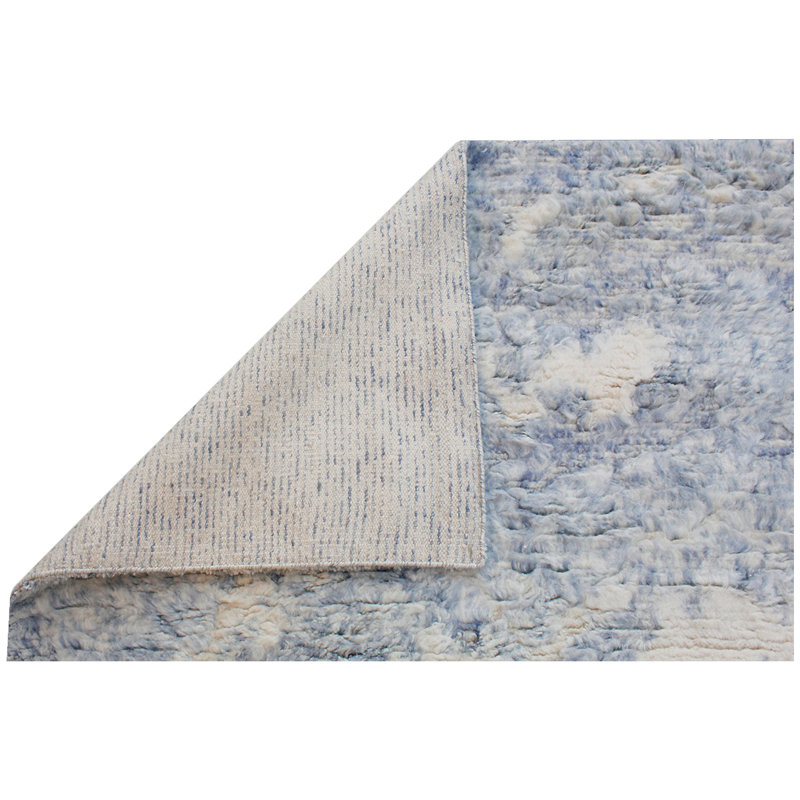 Wool Area Rug in Blue, Rectangle 8' x 10'
