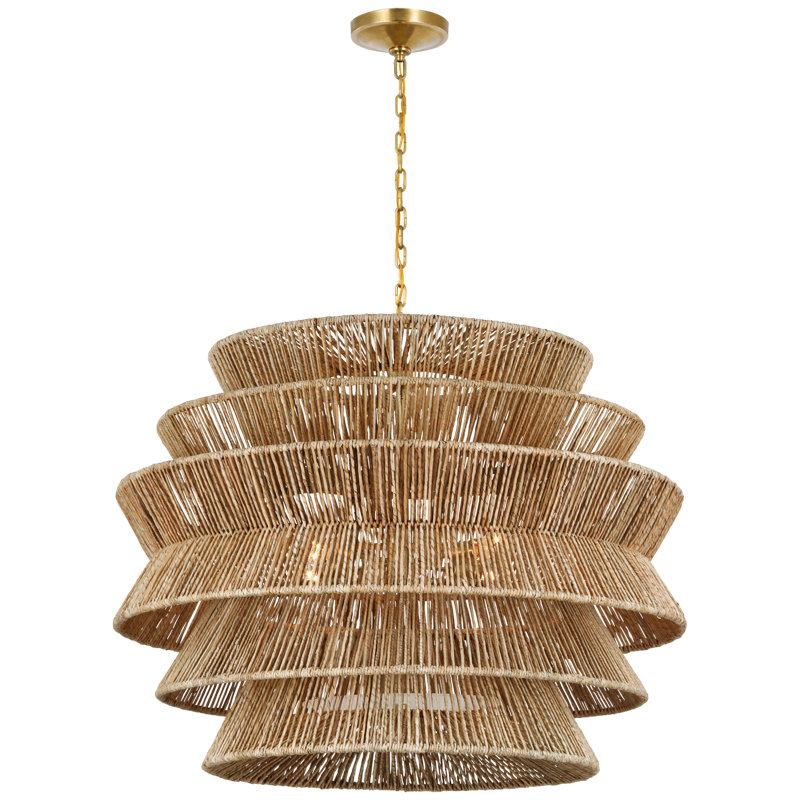 Antigua 3 - Light Chandelier, 34"H x 42"W x 42"D, Antique-Burnished Brass
