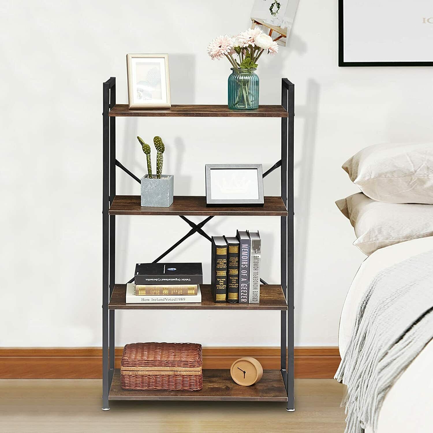 Caphaus 4 Tier Free Standing Shelf , 24 Inch Width Bookshelf