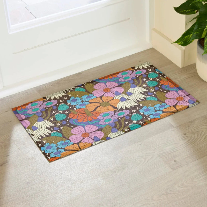 Non-Slip Floral Doormat, 16" x 28"