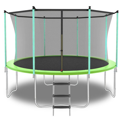 8Ft Outdoor Toddler Trampoline With Enclosure Safety Net Jumping Fun Trampoline, Heavy-Duty Jump Pads, Spring-Loaded For Children And Adults