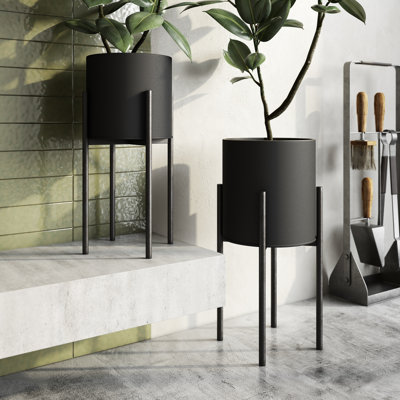 Ensemble de pot de fleurs d'intérieur moderne en métal Huxton
