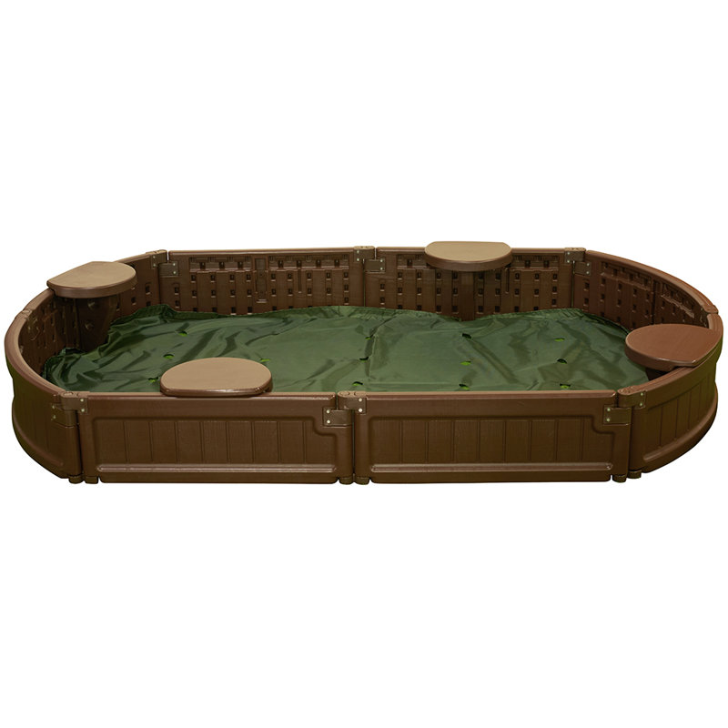 Modern Brown Oval Plastic Sandbox Kit with Cover