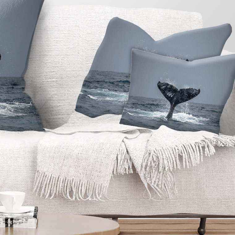 Large Humpback Whale Tail - Animal Printed Throw Pillow