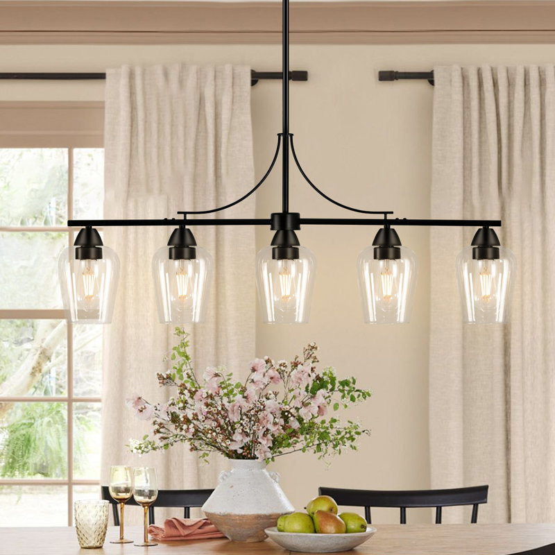 Lustre 5 lumières pour salle à manger avec îlot de cuisine et lustre noir 