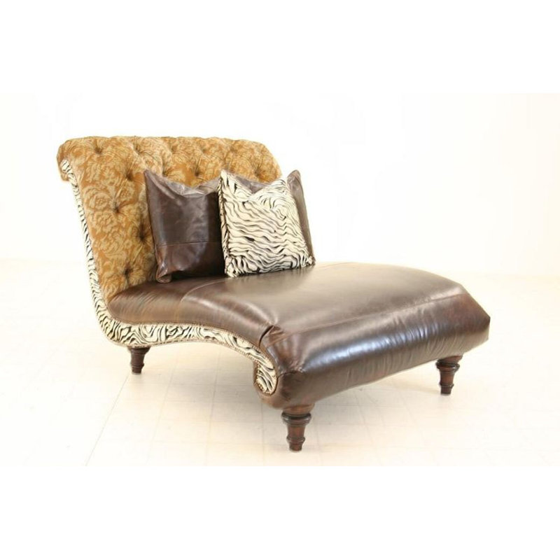 Leather Chaise Lounge, Croc Gator Brown, Brushy Bayou, Natural