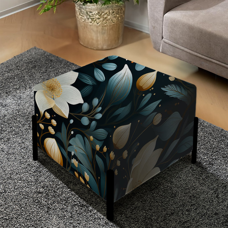 Mystic White and Teal Aura Floral Gardens - Repose-pieds carré floral