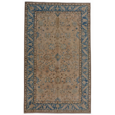 Tapis chameau et bleu noué à la main de haute qualité