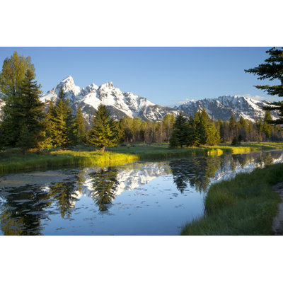 Grand Tetons And Pond In Morning Light by Willard - Wrapped Canvas Print