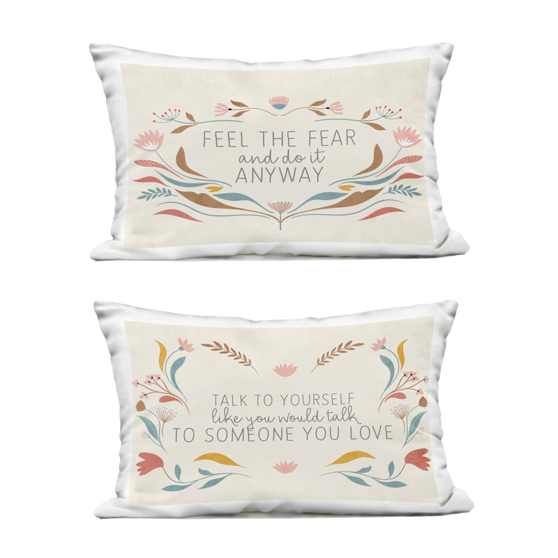 Coussin d'extérieur imprimé Stupell Industries Comforting Confident phrases par Kim Allen (ensemble de 2)