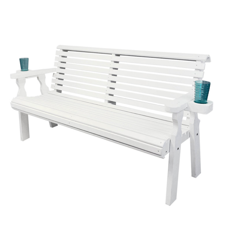 Banc de jardin Amish Casual, Teinture blanche demi-solide, H 34 po x l 62,75 po x P 27 po