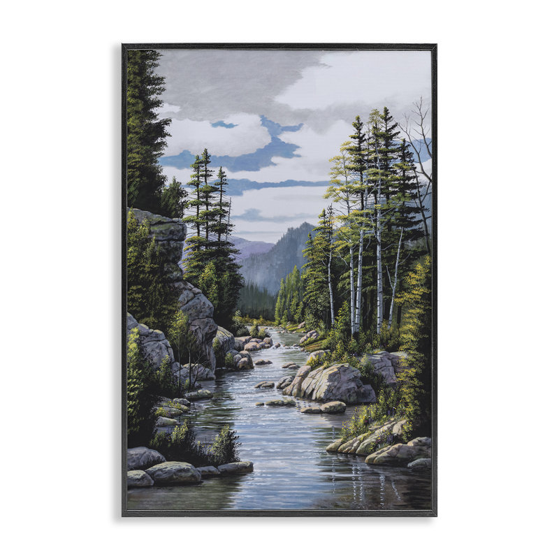 «Alone In The Stream», estampe numérique, conception de Bill Saunders, H 18 po x l 12 po, Giclée encadrée noir minuit