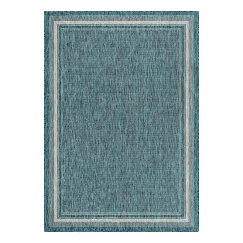 Tapis intérieur / extérieur Sevinc, Dark Teal, Rectangle de 10 pi x 14 pi