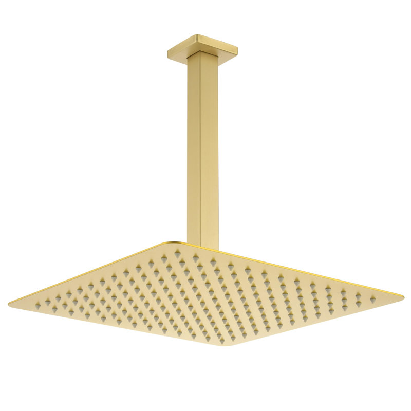 12-Inch High-Pressure Rain Shower Head With Shower Arm, Brushed Gold
