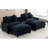 111" American Design Sectional , Blue, Double Cushion, Two Ports, Cup Holders, And Storage Space For Home