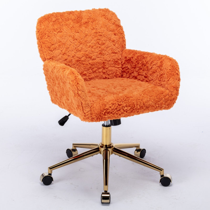 Office Chair,Artificial Rabbit Hair Home Office Chair With Metal Base,Adjustable Desk Chair Swivel Office Chair,Vanity Chair