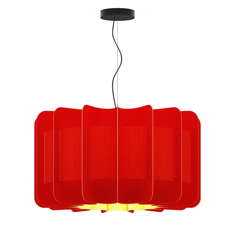 Luminaire suspendu 1 lumière Clarissa, H 16,5 po x l 29,8 po x P 29,8 po, Rouge
