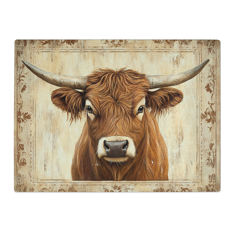 Vintage Highland Cow Vol.2  Glass Chopping Board