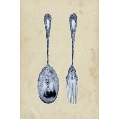 Stupell Industries Kitchen Fork Silverware Cutlery Black Background On  Canvas by Adolf Llovea Painting