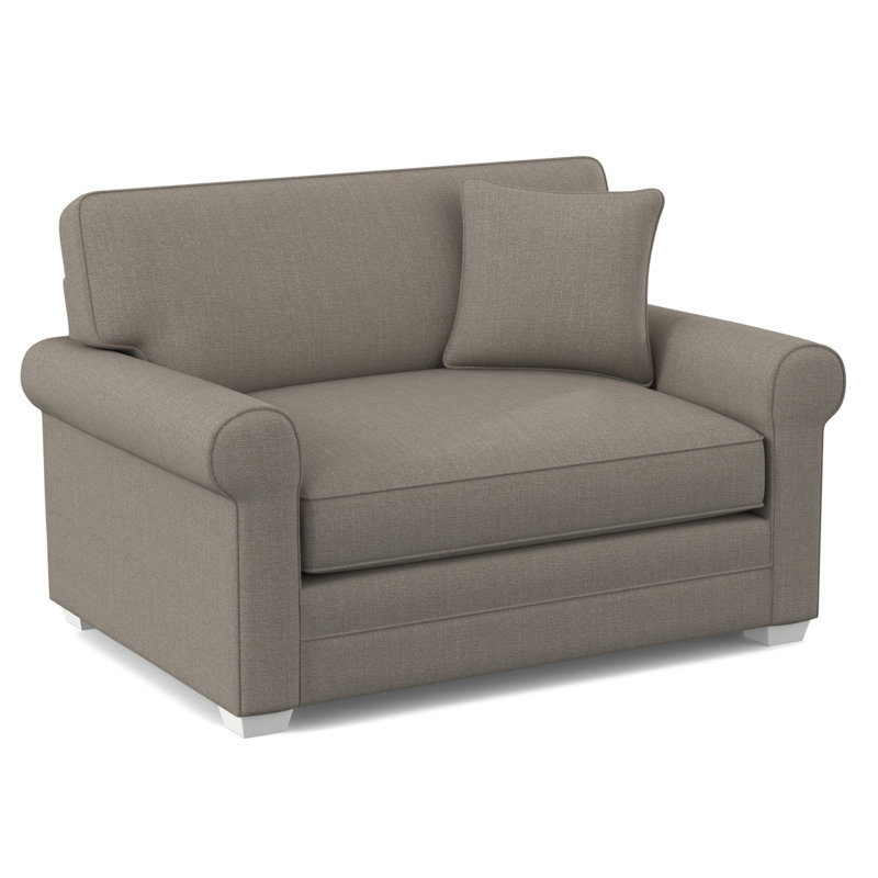 Bedford 57" Twin Sofa Bed, Frost White Finish, Stone Crypton Performance; 0884-83, 5" Innerspring Mattress