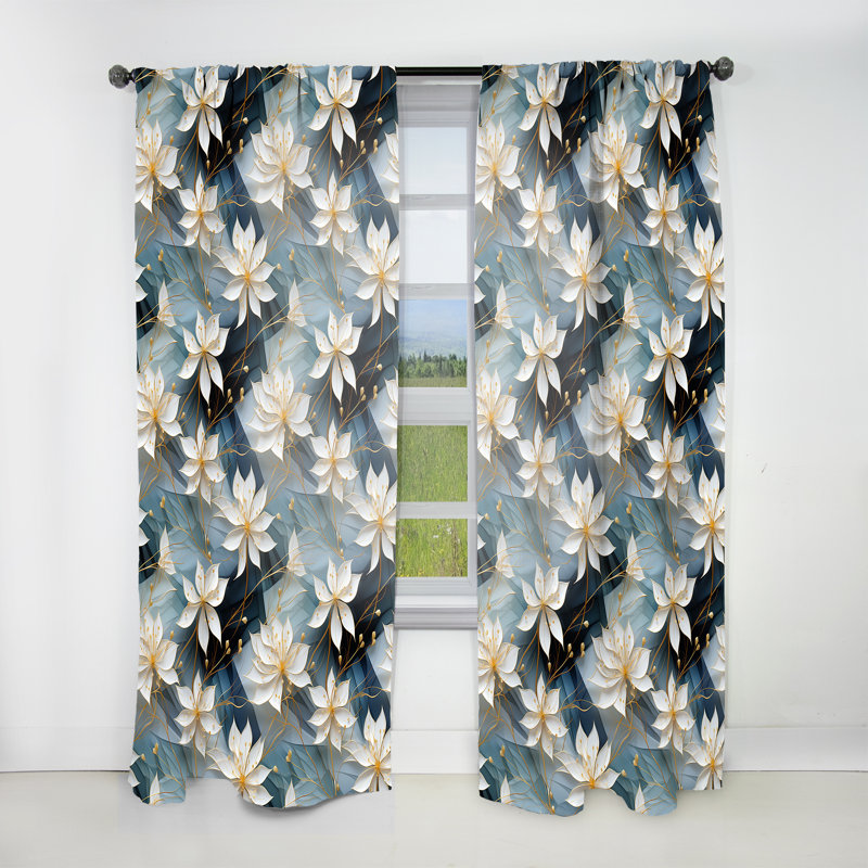 Rideau obscurcissant en marbre blanc et bleu sarcelle Serenity - 1 panneau, L 52 po x L 84 po