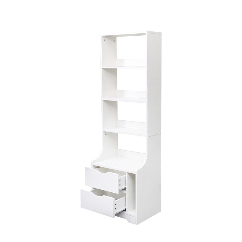 Table de chevet à 3 niveaux avec bibliothèque et 2 tiroirs All Storage