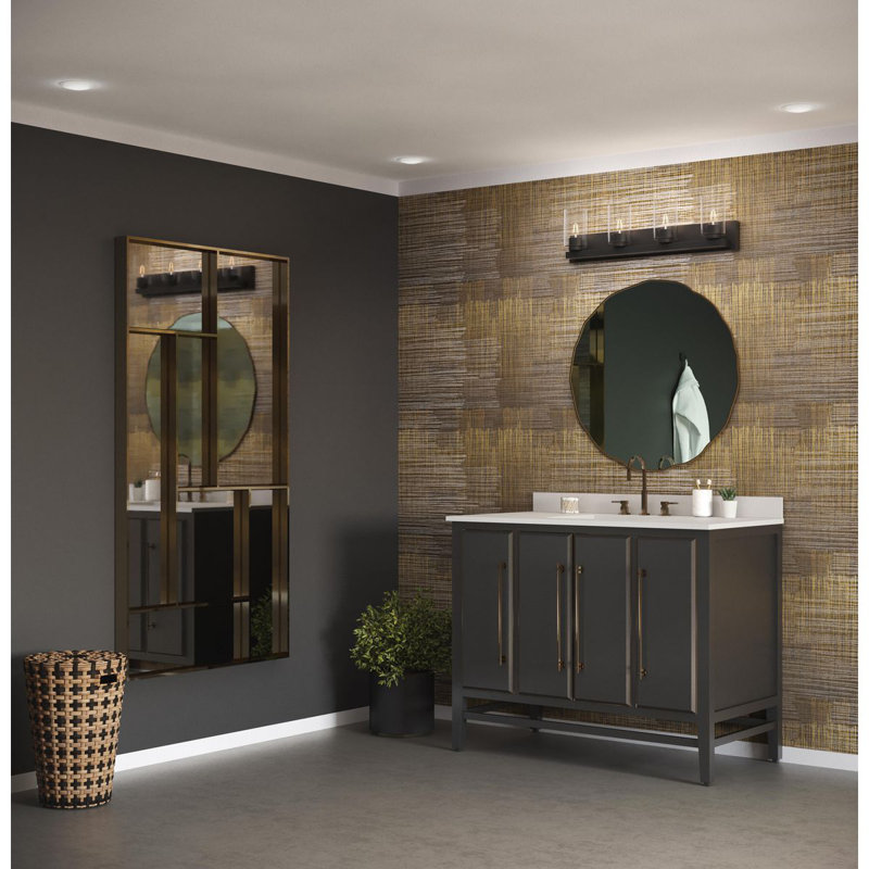 Éclairage pour meuble-lavabo moderne 4 lumières, Noir