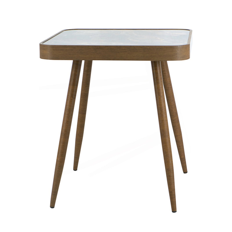 Table d'appoint carrée avec plateau en verre