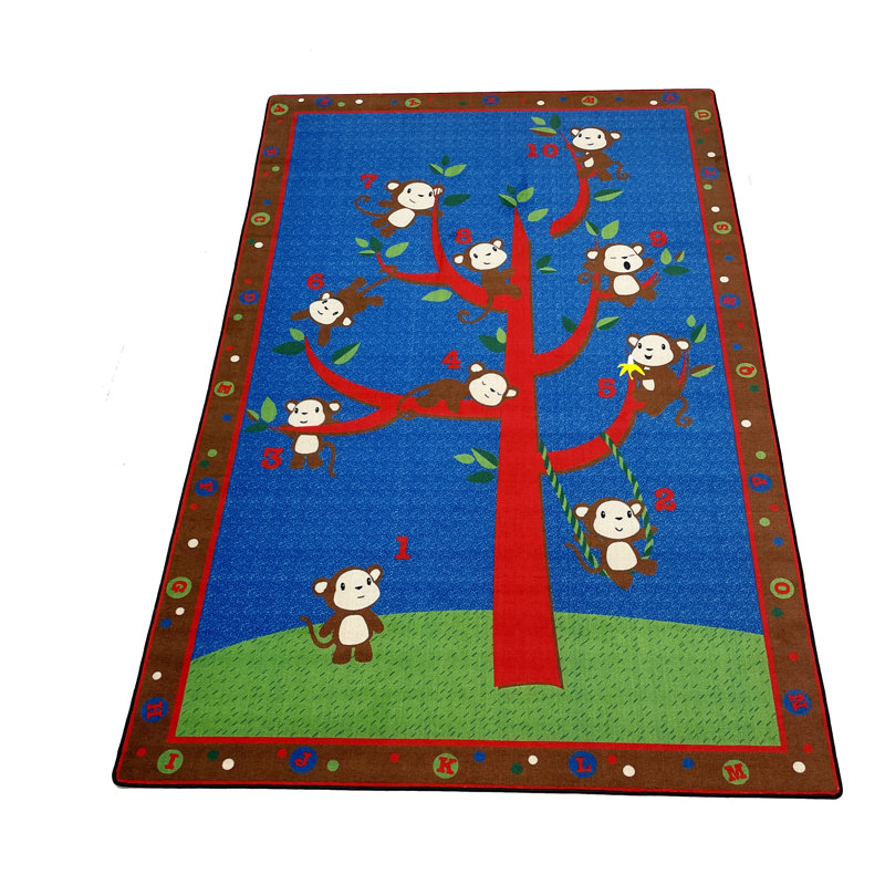 Tapis de classe KidCarpet.com « Dix petits singes », rectangle de 2,29 m x 3,66 m, Rectangle 7 pi 6 po x 12 pi
