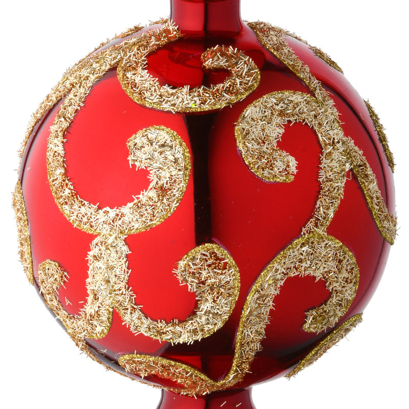 Décoration pour sommet de sapin de Noël en verre bourgogne et doré 15 po The Holiday Aisle®